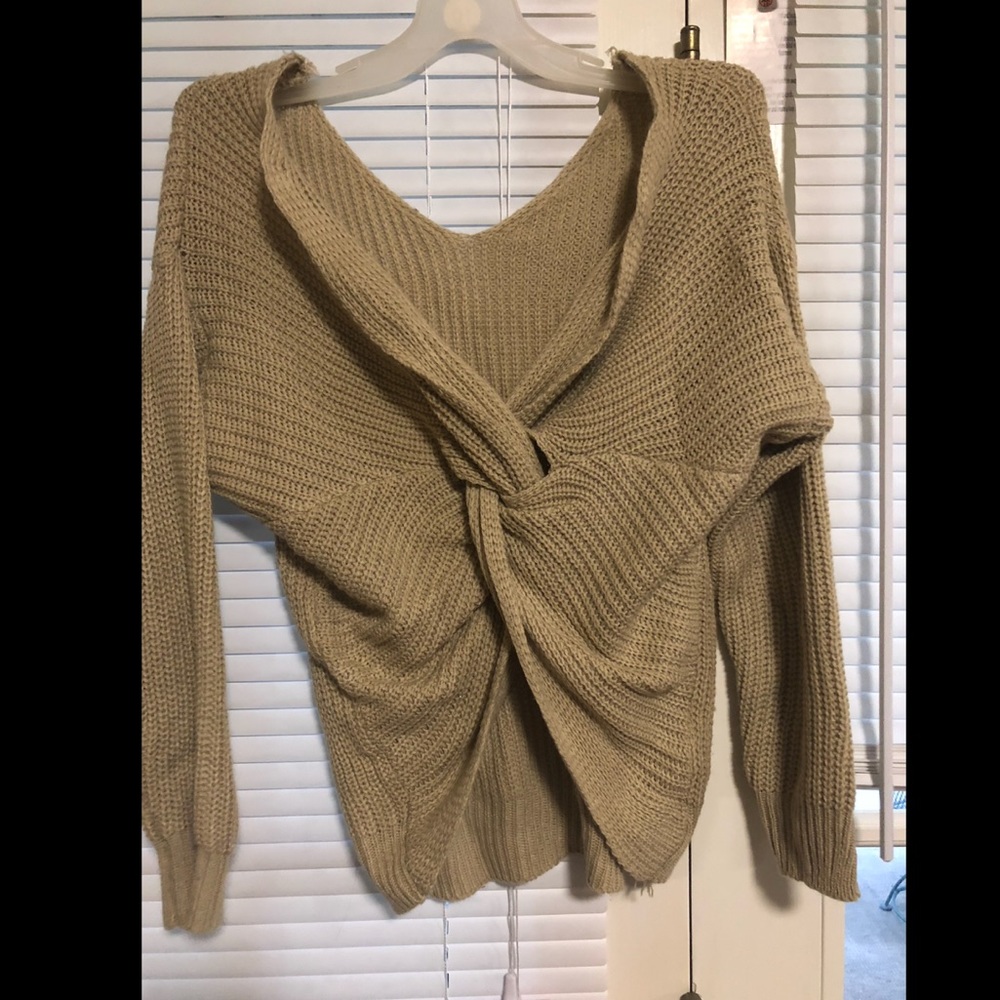 Beige criscross back sweater